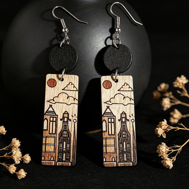 New Ethnic Style Geometric Print Versatile Earrings