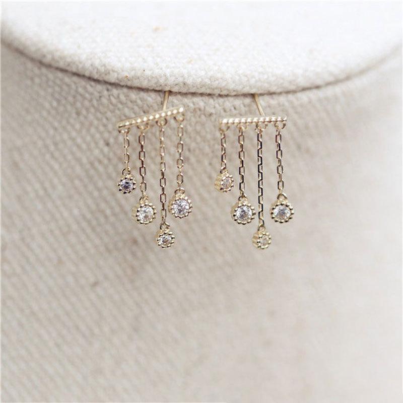 One-line Gold Stick Tassel Pendant Water Drop Earrings Earrings Earrings Earrings Women's Temperament Light Luxury New Style