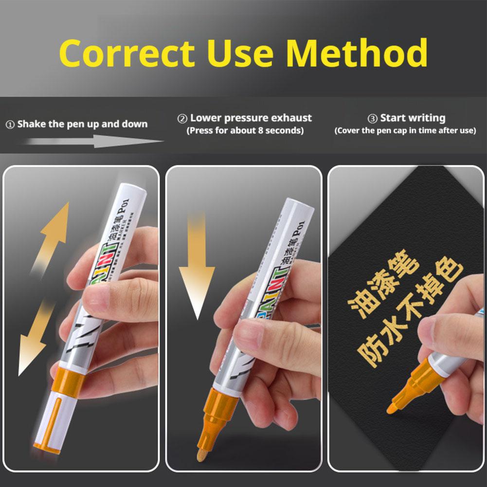 NEU Autolack Kratzer Reparatur Pinselstift Wasserdicht Wasserfarben Markerstift Autoreifen Profilpflege Automobil Schwarz Weiß Rot Silber