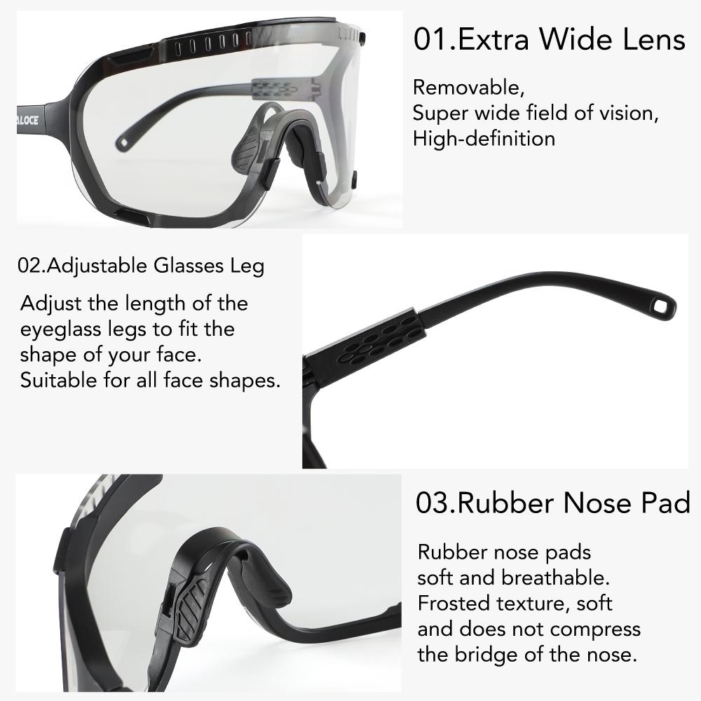 KEMALOCE 2025 Photochromic Cycling Sunglasses UV400 Outdoor Sports Men Women Bike Running MTB Eyewear Driving Goggles