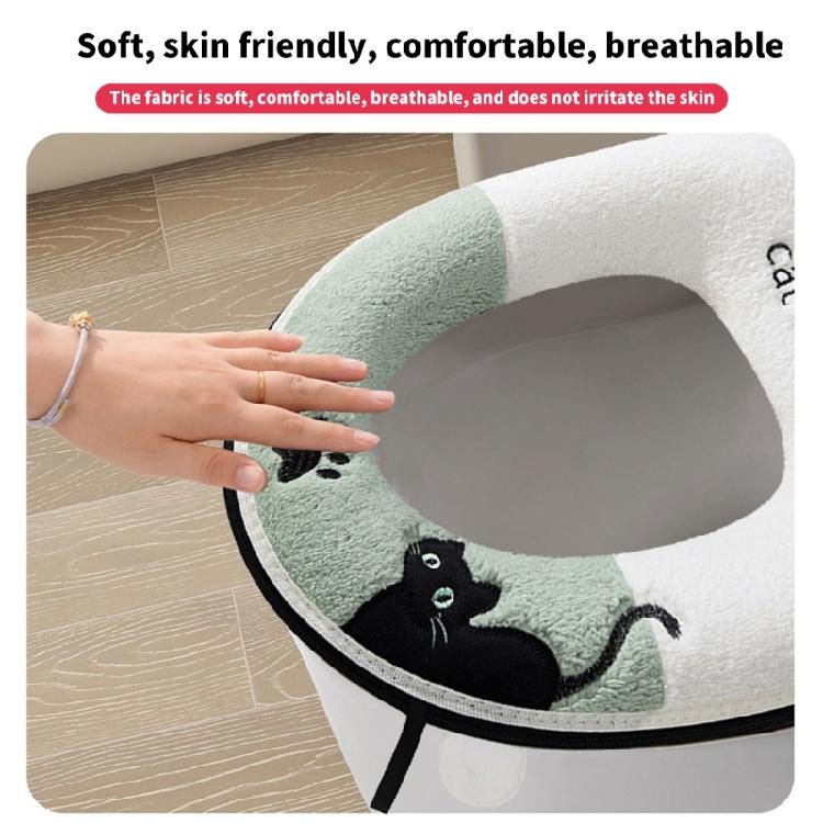 Warm Flannel Toilet Seat Cushion NonSlip Warm Padding Toilet Seat Cover Seat Protector for Home Bathroom Decoration