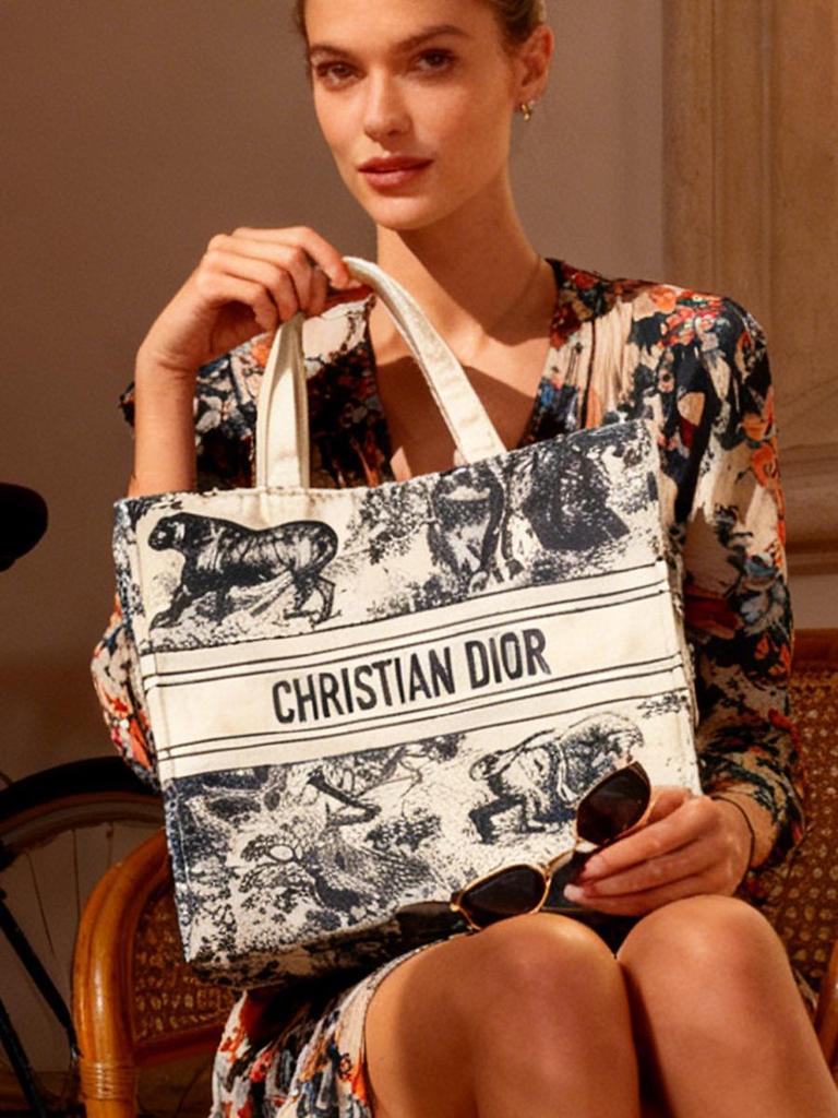 Beige Jungle Print Christian Dior Tote Bag Brand Beauty Accessory, Large Shoulder Handbag Women Travel Cosmetic Storage Purse