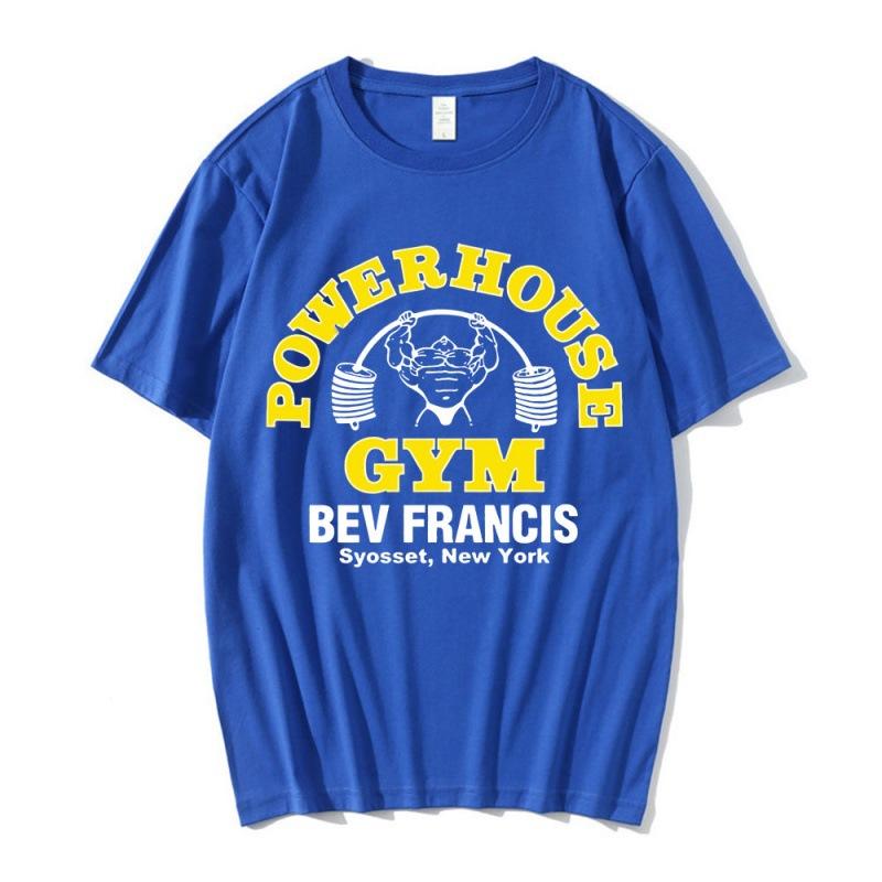 Mode Baumwolle Lässiges T-Shirt Damenbekleidung Powerhouse Gym T-Shirt Unisex Oberteile Fitness T-Shirts Streetwear Grafik Übergroßes T-Shirt 4XL blue