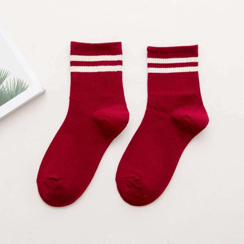 Funny Cute Cotton Loose Striped Crew Socks Women Fashion Colorful Harajuku Designer Vintage Long Socks School Girls Socks Black