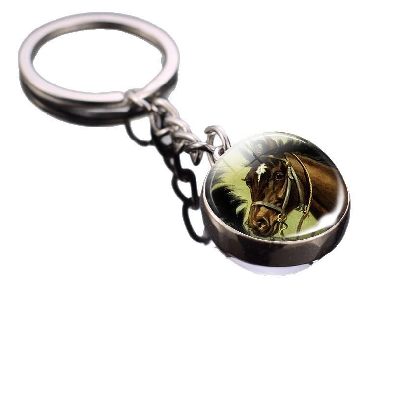 Glass Key Tag With Animal Motif And Round Shape For Gift And Everyday Carry