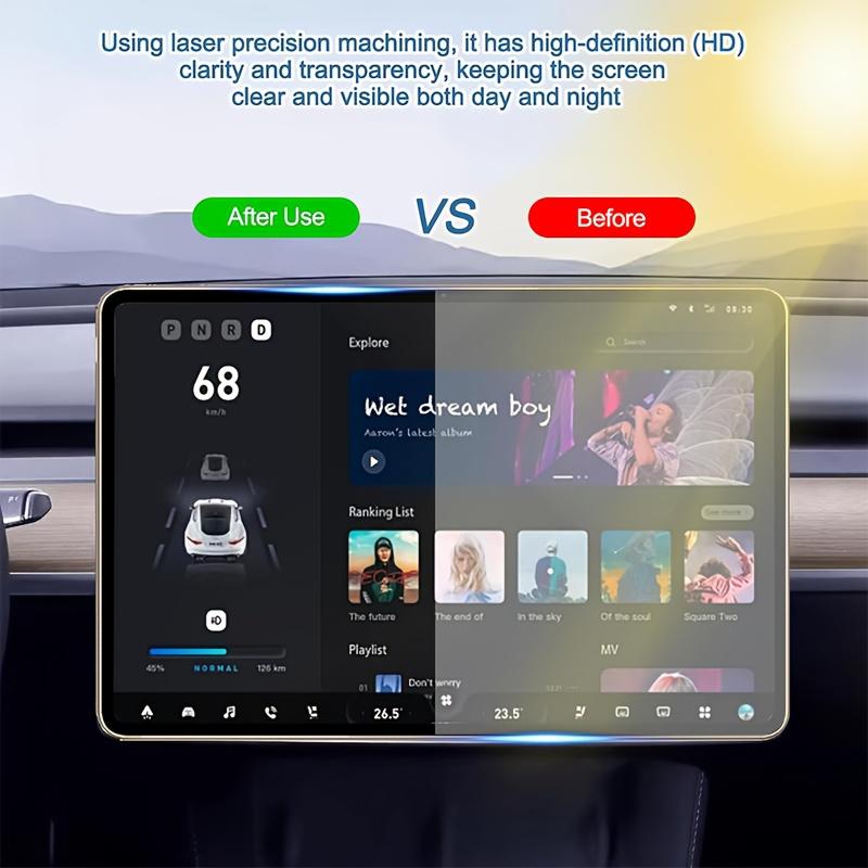 For Tesla Model 3 Y Highland 2025 Tempered Glass Film Protector Matte Glare HD Center Control Touch Screen Film Protection