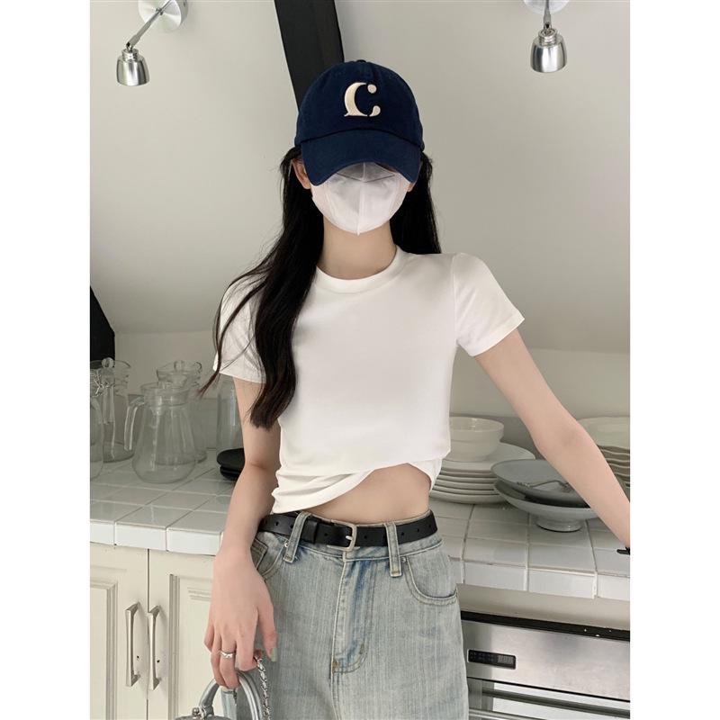 Women's Short-Sleeve Red Slim-Fit T-Shirt - Summer Style
