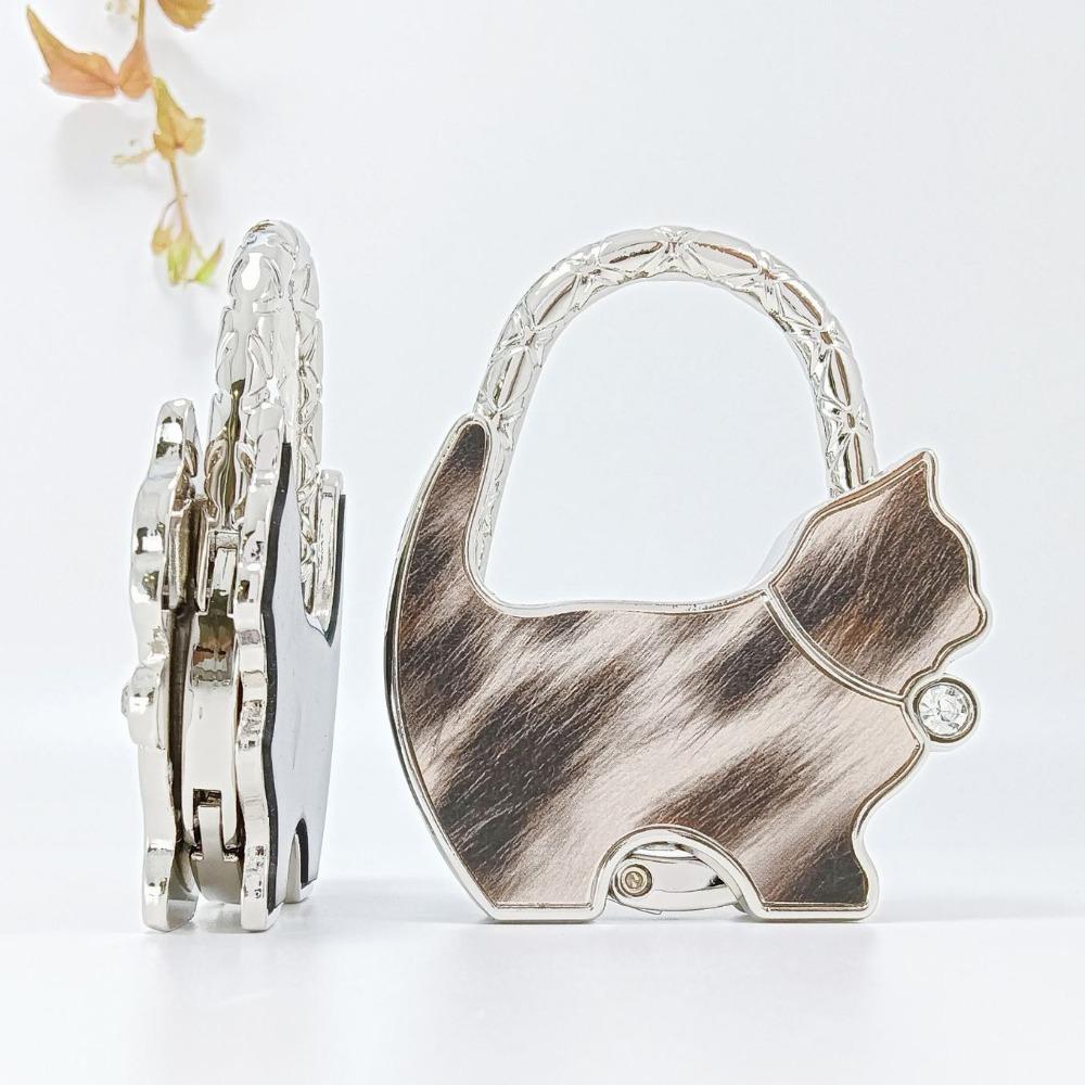 Fashion Leopard Print Cat Handbag Hook Portable Creative Table Hanger Durable Foldable Bag Hanger for Table