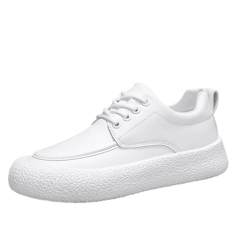 

Трендовая мужская кожаная повседневная обувь дышащая удобная универсальная белая обувь для улицы нескользящая грязеотталкивающая мужская спортивная обувь 44 белый