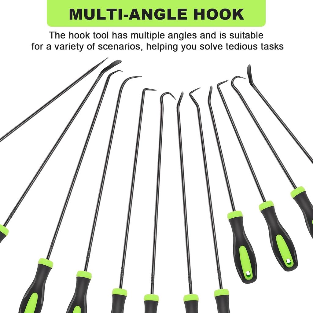 12PCS Automotive Hook And Pick Tool Set,Long & Mini Precision Puller Remover Tool Kit For Auto O-Ring,Seal & Gasket Removal,Mechanic Professional