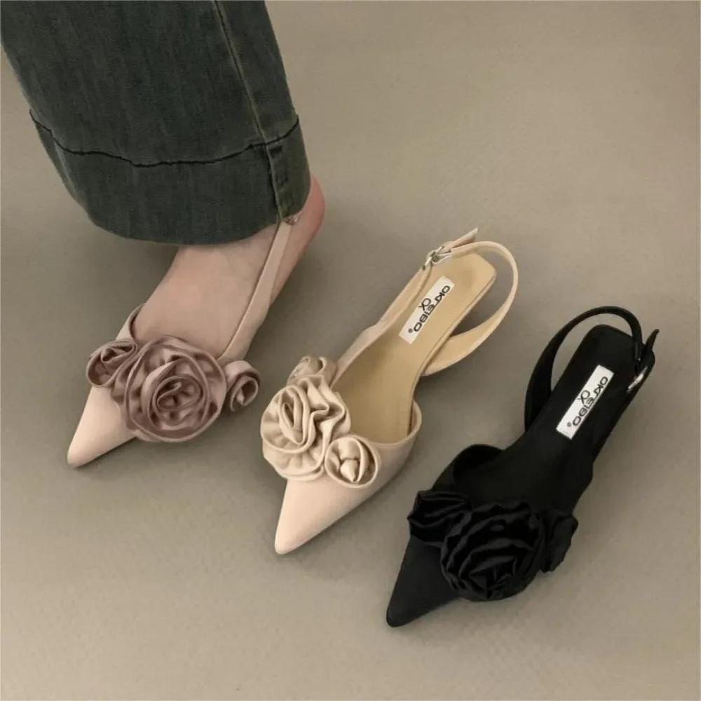 Fashion TWBEB Summer Women's Pointed High Heel Sandals Sexy Fashion Flower Women's Shoes Party Wedding Women's Shoes