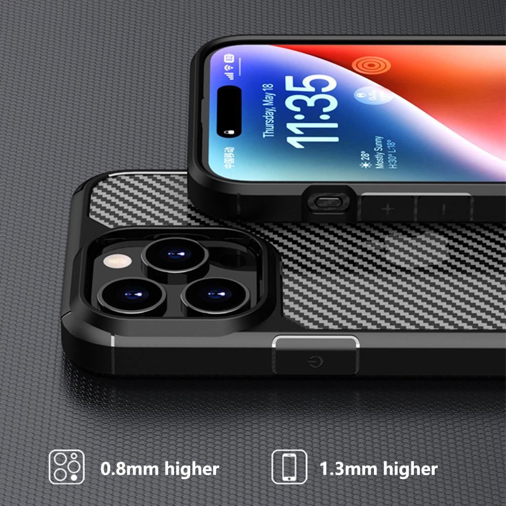 For iPhone 15 Pro Case Carbon Fiber Texture Anti-Scratch TPU+PC Back Cover