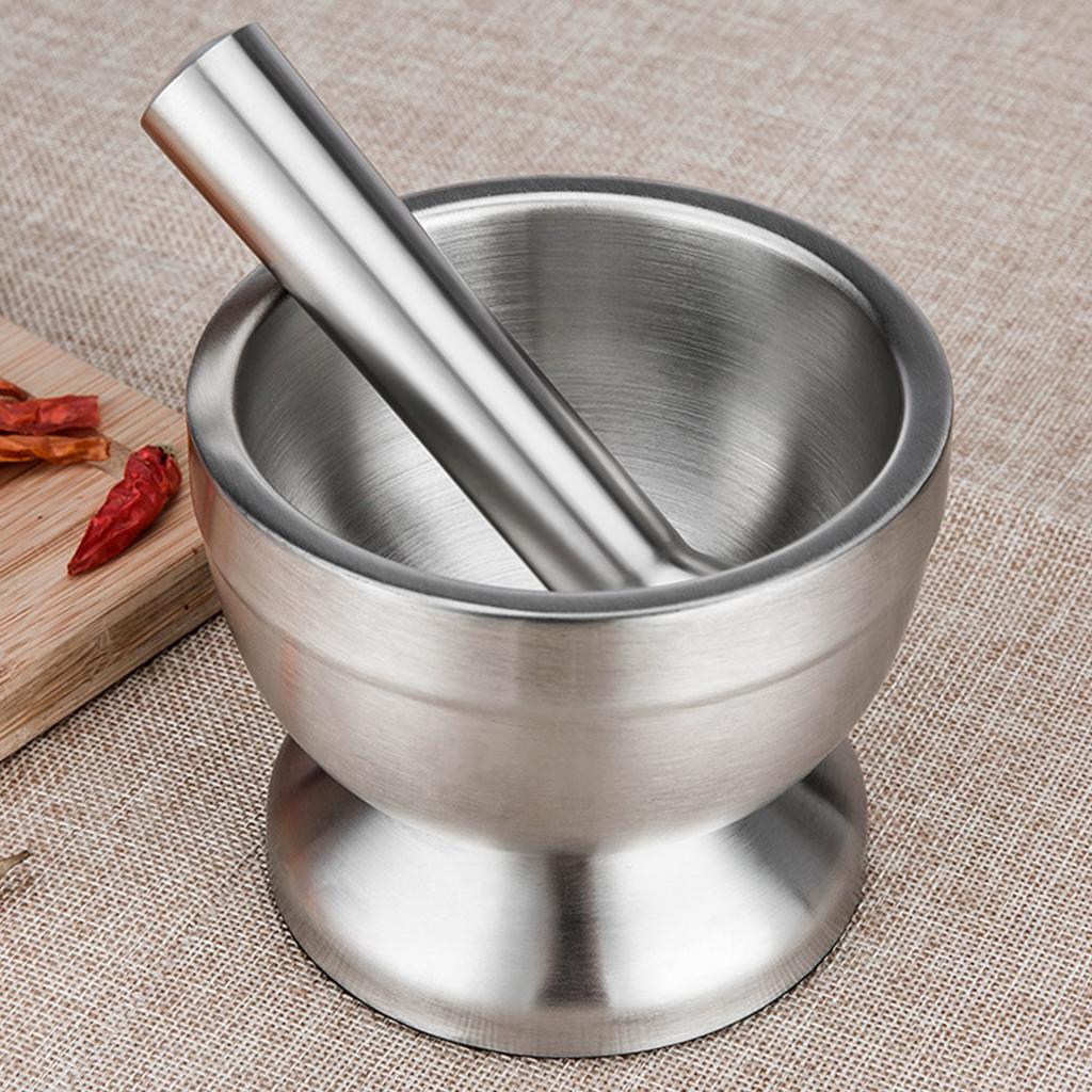 Thicken Metal Pestle Pedestal Bowl Garlic Press Pepper Spice Garlic Grinder Pot