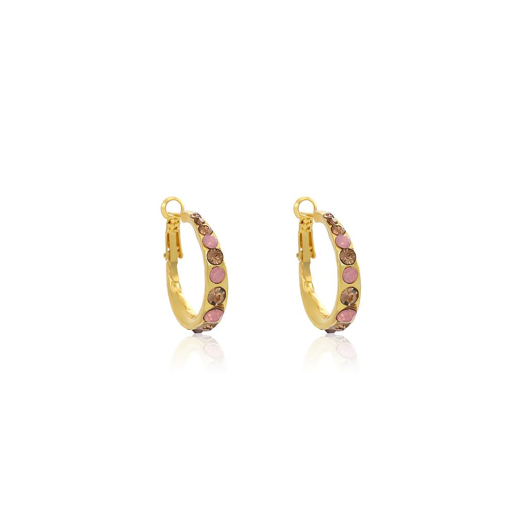 Sweet Girl Colored Diamond-Set Ring Earrings, Autumn And Winter Port Style Light Luxury Design Sense Fashion Earrings