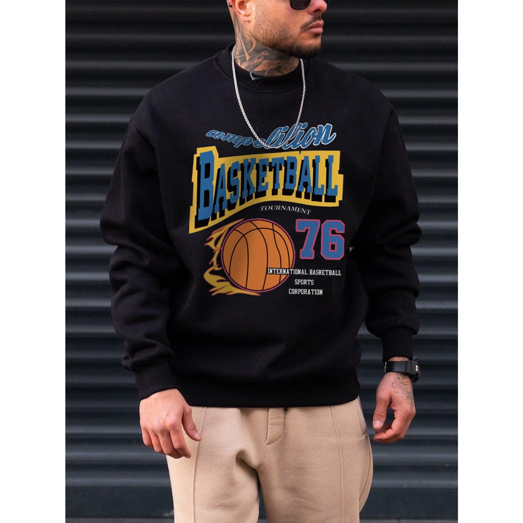 

Баскетбольный огонь спортивный стиль 76 букв мужская одежда Rtero осенняя толстовка с капюшоном флис свободные пуловеры повседневная мужская уличная одежда 3XL