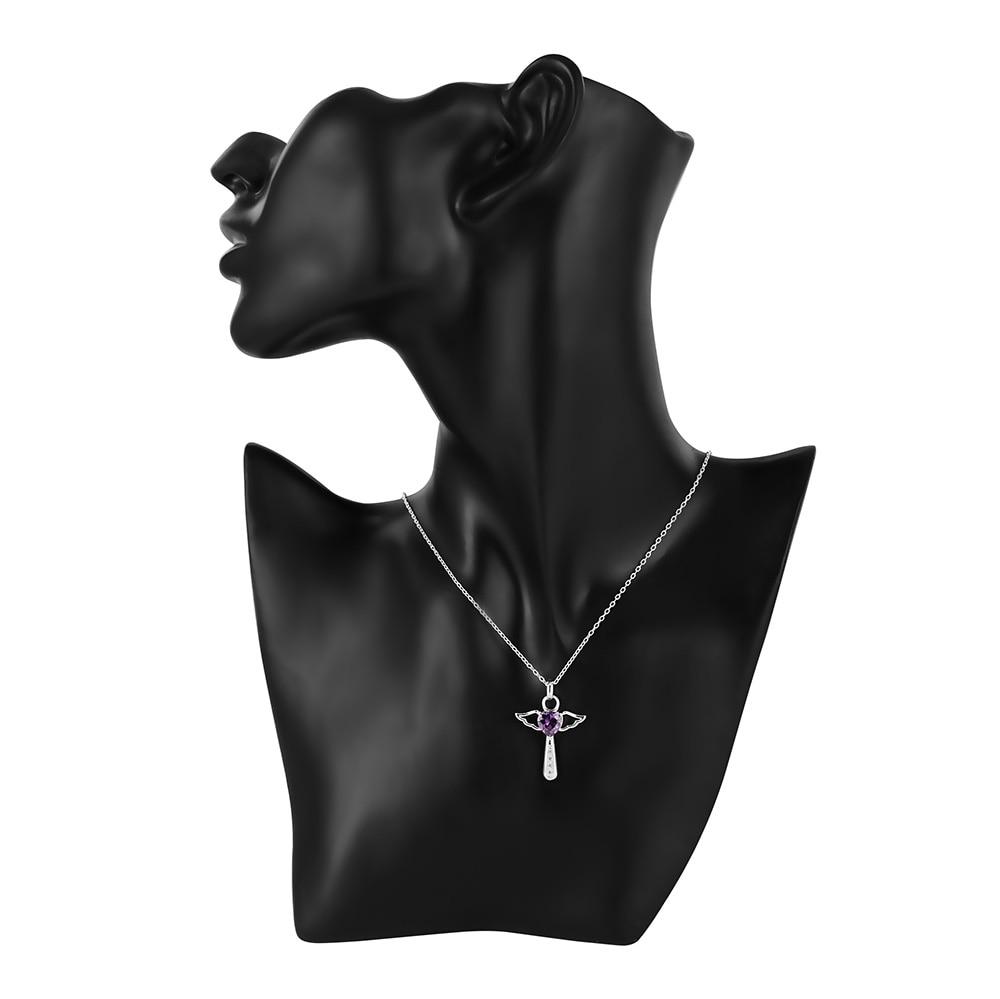 Fashion Brand 925 Sterling Silver Necklace for Women Luxury Wedding Jewelry Angel Crystal Cross Pendants Chain Neckalce