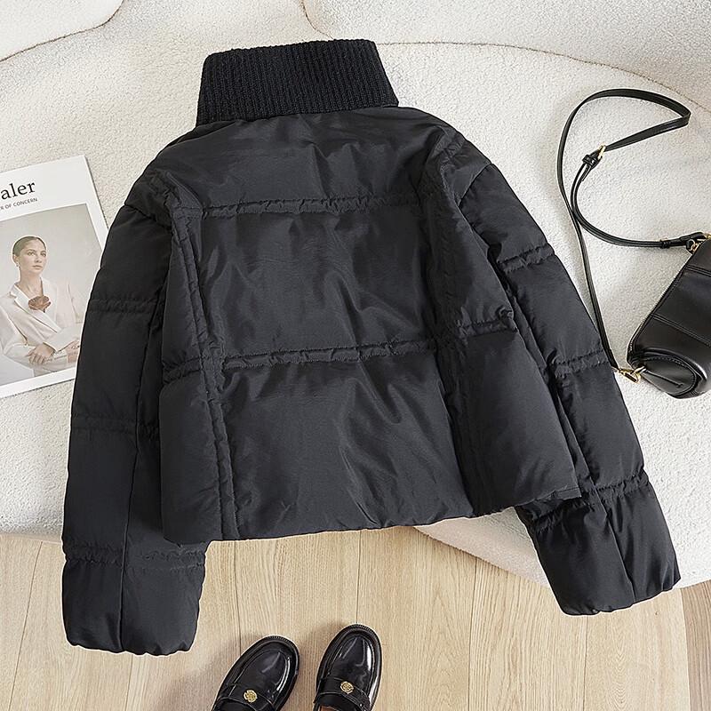 Ta Chi 90% Down Stand Collar Spliced Short Puffer Jacket for Women