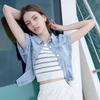 Betu Women's Summer Denim Short-Sleeved Shirt Jacket