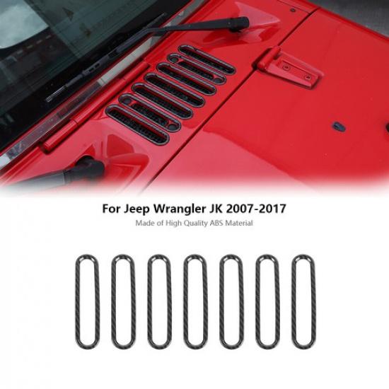 Carbon Fiber Hood Vent Cover Cowl Panel Vent Trim For Jeep Wrangler JK 2007-2017