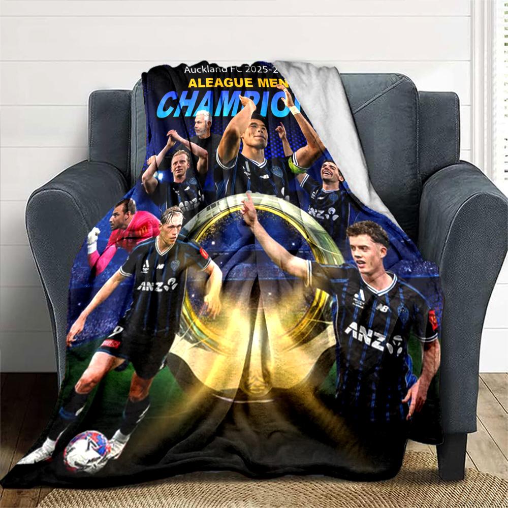 Auckland FC 2025‑2026 A‑League Champions Print Flannel Blanket Soft Warm Throw Blanket Soccer Fan Sofa Bed Decor