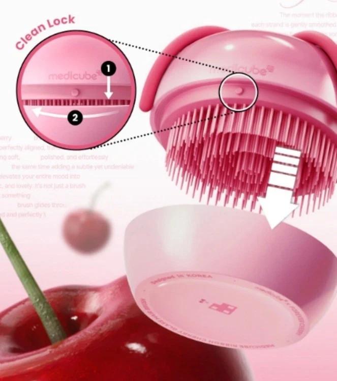Medicube X FOREVERCHERRY Hair Brush Ribbon Cherry Pink Detangling Popular