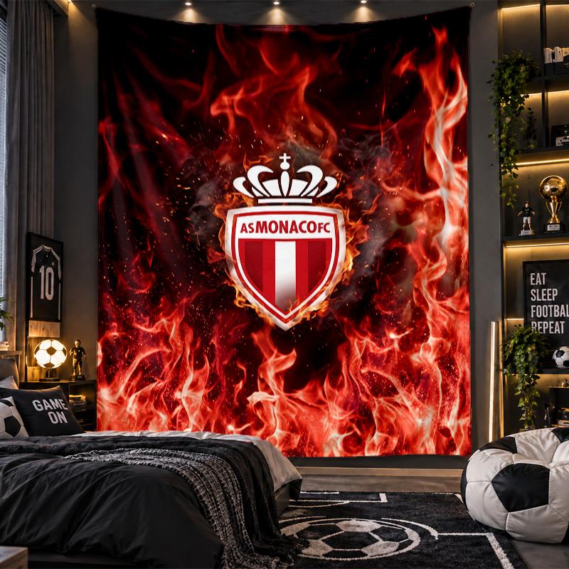 Wall Hanging Tapestry Monaco FC Print Cloth for Living Room Bedroom Home Decor
