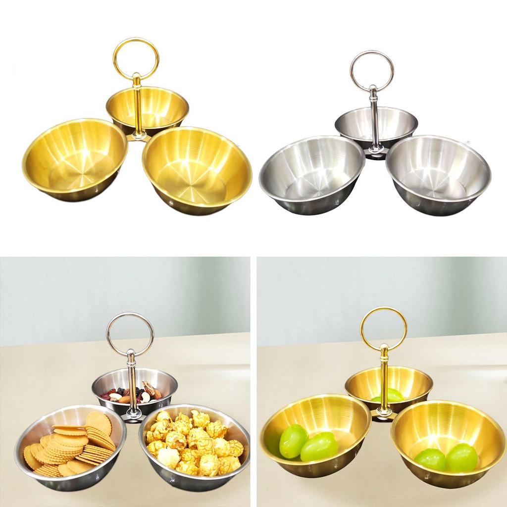 Servírovací mísy Sada Stojan na svačinu s miskami Nerezový servírovací stojan na koření 3