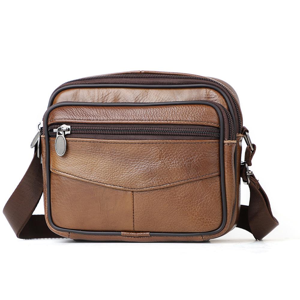 

Genuine Leather Men s Crossbody Bag - Top Layer Cowhide Casual Shoulder Bag, Retro Classic Horizontal Design