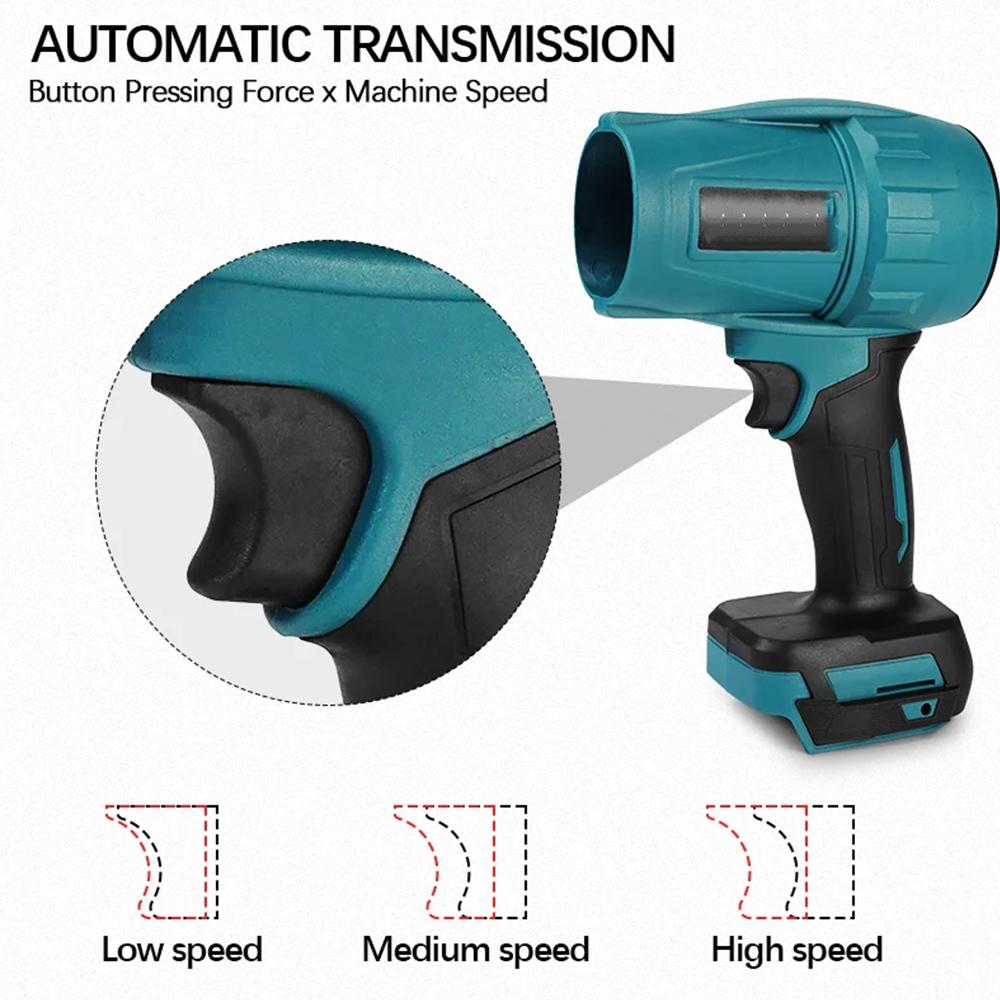 High Power Brushless Cordless Electric Turbo Fan Blowers Handheld Dust Blowing Tools Adjustable Speed With 2 Batteries And Pin