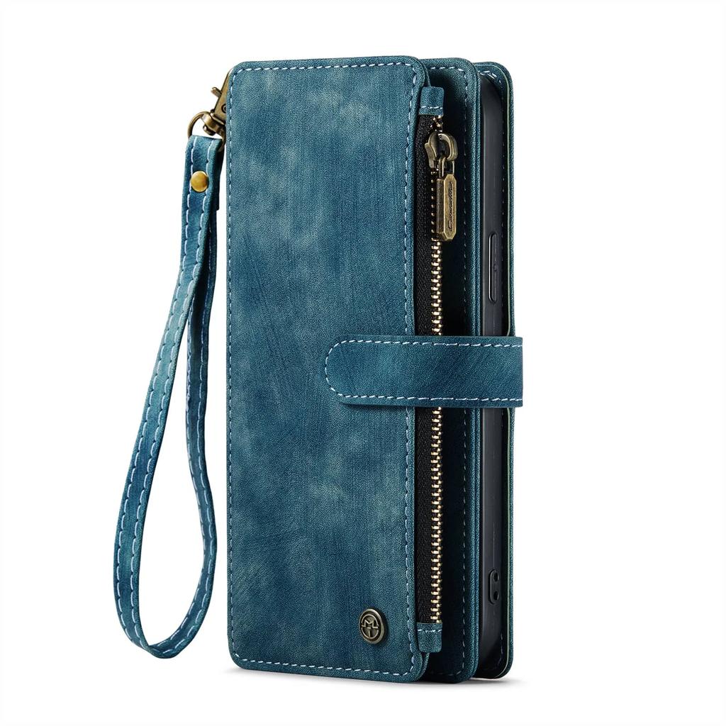 Per iPhone 16 Pro Max iPhone 16 iPhone 16 Plus, Custodie Portafoglio con Cinturino da Polso Magnetico a Flip in Pelle PU Resistente con Tasca per Carte e Zip