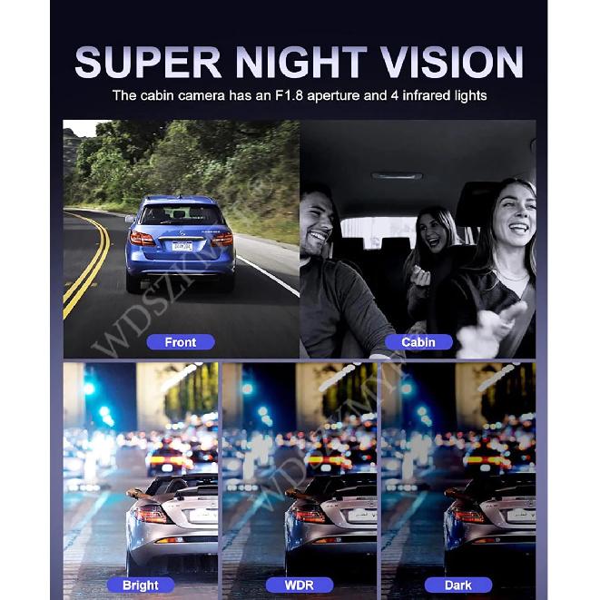 1080P WiFi DashCam Car DVR with 3/4 Lens 360°Auto Black Box Night Vision 24H Parking Monitor Video Recorder for Vehicle Security