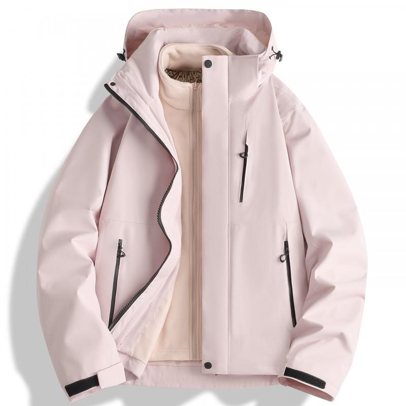 Men Women Waterproof Windproof 3-in-1 Hiking Jacket With Removable Fleece Liner Ripstop Fabric Winter Outdoor