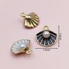Alloy Color Oil Drop Scallop Pearl Pendant Charm for DIY Necklace and Bracelet Jewelry