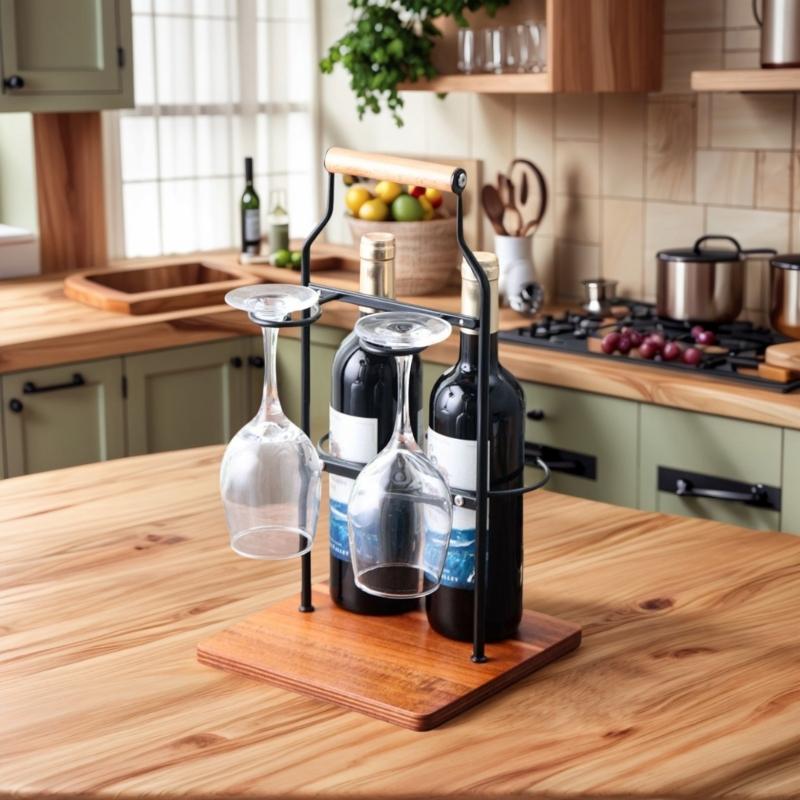 Hanging Wine Cabinet Display Stand Simple High Foot Glass Rack Hanging Glass Holder for Homes Kitchen Restaurant