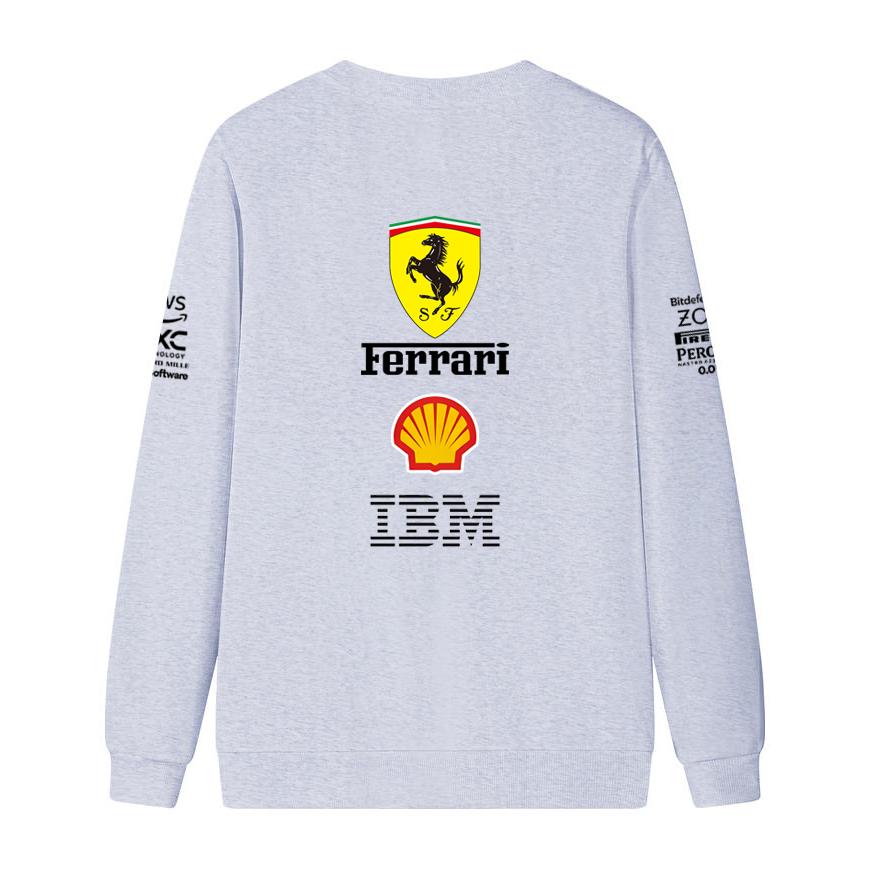 Unisex Damen Herren Frühling und Herbst F1 Ferrari Racing Print Rundhals Sweatshirt Lässig Locker Langarm Pullover Sport Streetwear