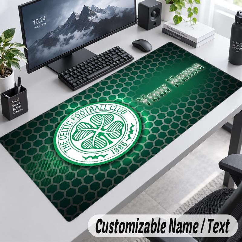 Custom Name Text Mouse Pad Celtic FC Personalized Desk Pad For Work And Gaming