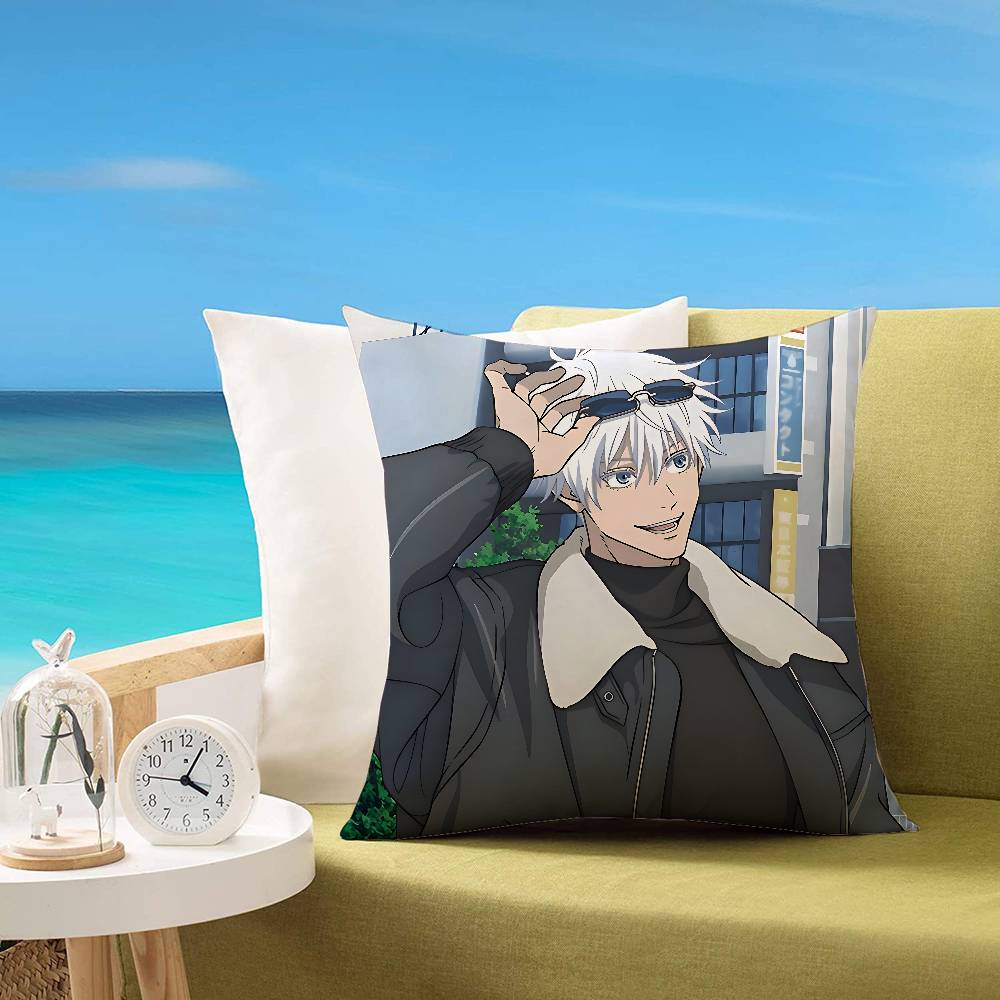 Cartoon G-Gojo Satoru Pillow Case Cushion Cover Soft Cute Throw Pillow Case For Car Sofa Pillowcase Polyester With Zipper