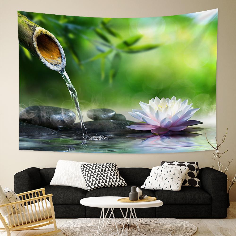 Green Garden Posters For Outside Real Shot Scene Plant Tapestry Lake Waterfall Natural Scenery Aesthetic Room Decor Decoration