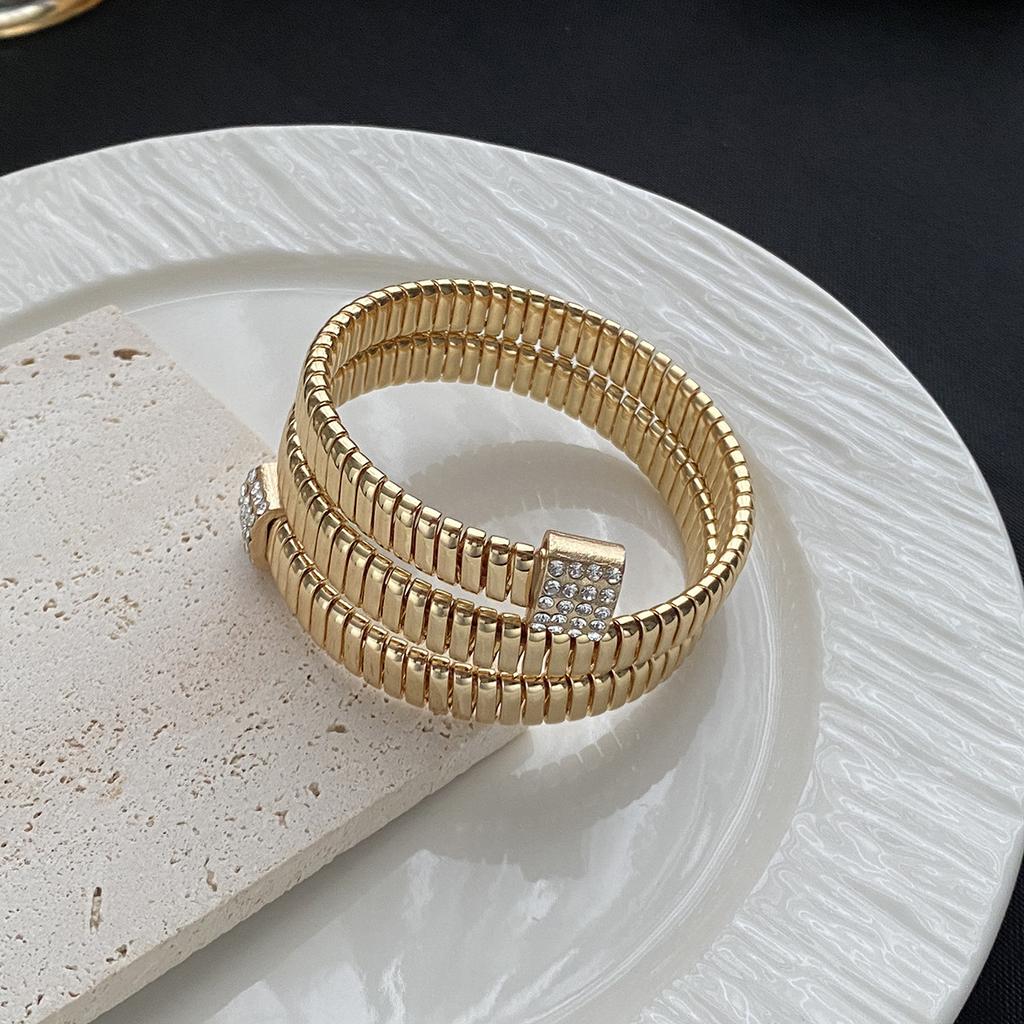 Personalized Metal Texture Open ** Fork Geometric Bracelet Retro Fashion Diamond High Sense Elastic Necklace Women