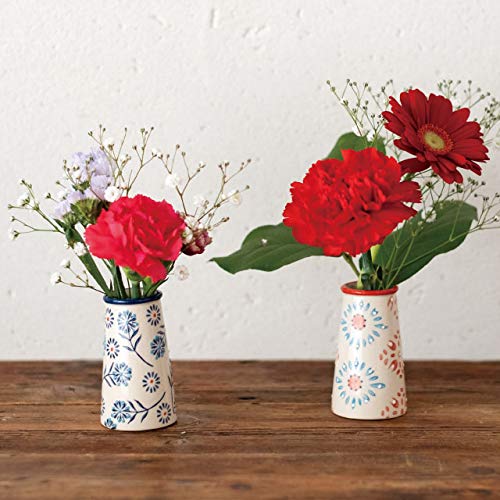 HEADS HNP-FB11 12-Piece Handmade Print Flower Vases, Red, 4.5 x 8cm Diameter