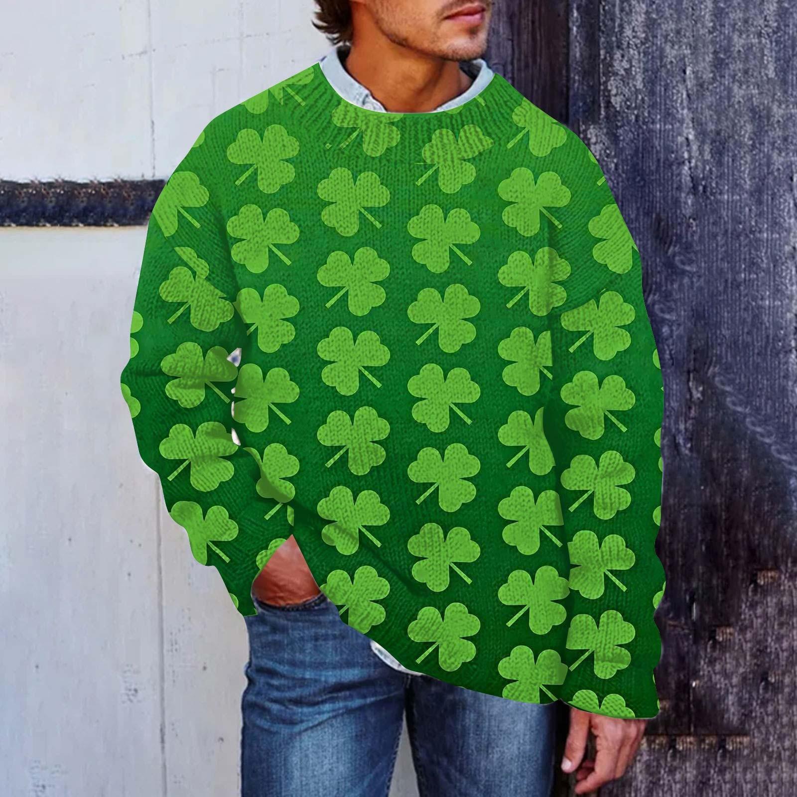 

Мужской принтованный искусственный свитер, толстовка с круглым вырезом, свободный топ с длинными рукавами XXXXXL зелёный
