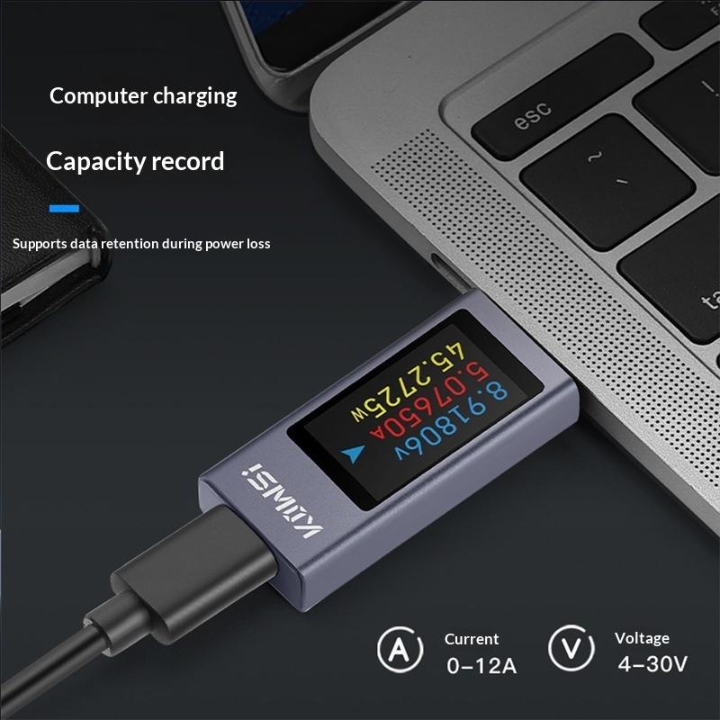 Typ-C Strom Spannung Kapazität Handy USB-Tester DC 4-30V 0-12A Leistungsmesser Tester PD Mobiler Stromerkennungs-Test
