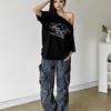 2KWEIRD  Casual Relax Woman T-shirt Letter Women Hot New Versatile Street Atmosphere Style Fashionable Chick Summertime Tops