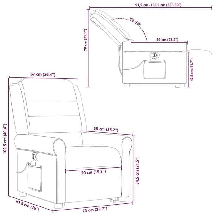 VidaXL Fauteuil inclinable de massage électrique gris nuage tissu 3303353