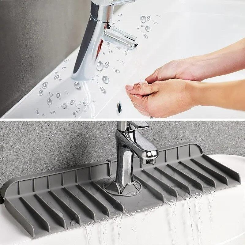 Silikon Wasserhahnmatte Spülmittel Schwammhalter Spüle Küchenarbeitsplatte Trocknungsmatte Badezimmer Küchenspüle Spritzschutz Ablagematte