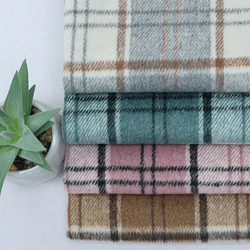 100x148cm Soft Thickening Grinding Wool Plaid Fabric DIY Jacket Coat Apparel Plaid Blended Cotton Fabric Clothing Supplies