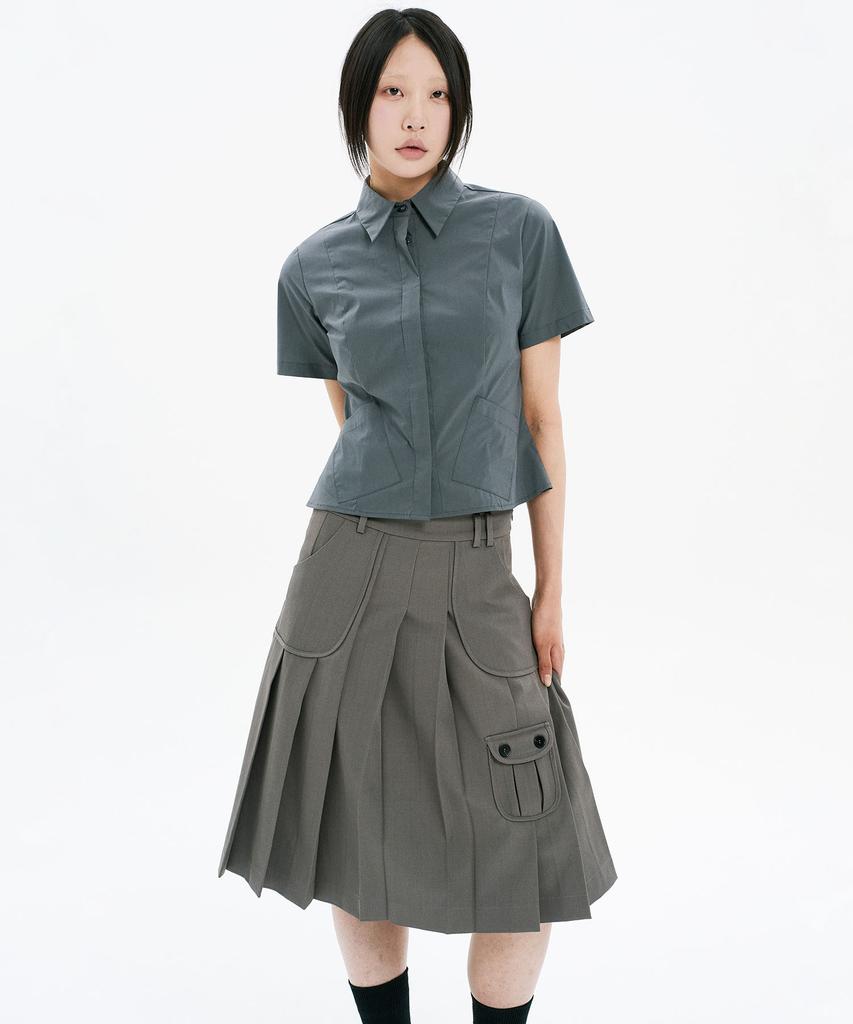 Hanahi Under Pocket Half Shirts Gray