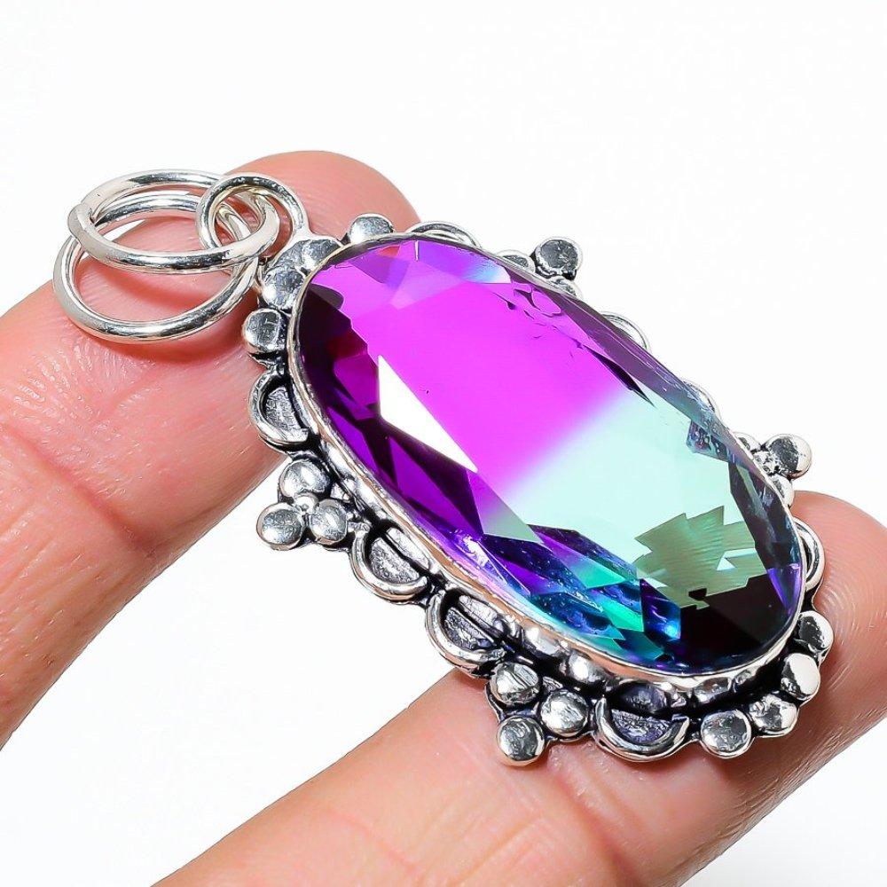 Dvojfarebný turmalínový drahokam 925 striebro 2,36" U9r65