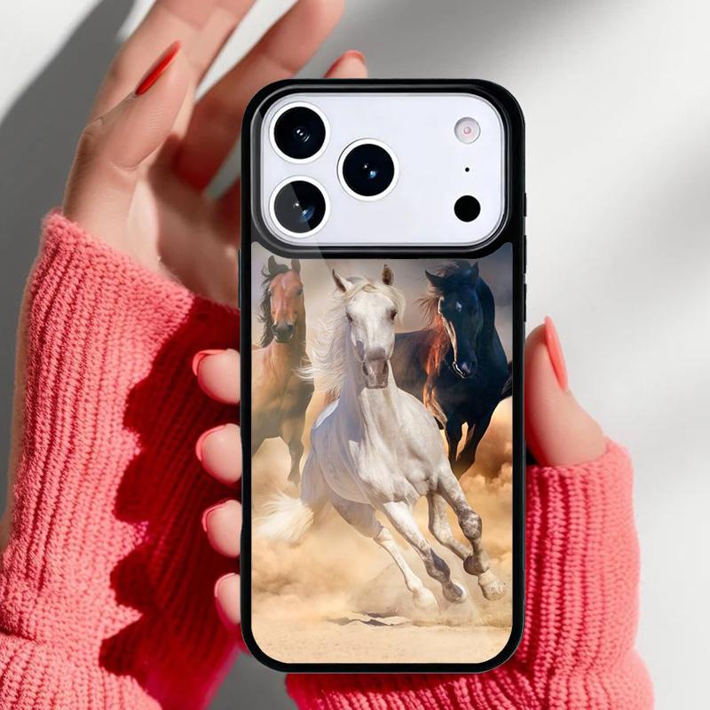 Horse Painted Art soft Phone Case for iPhone 17 16 15 14 13 Pro Max Back Cover for 12 11 Pro Coque