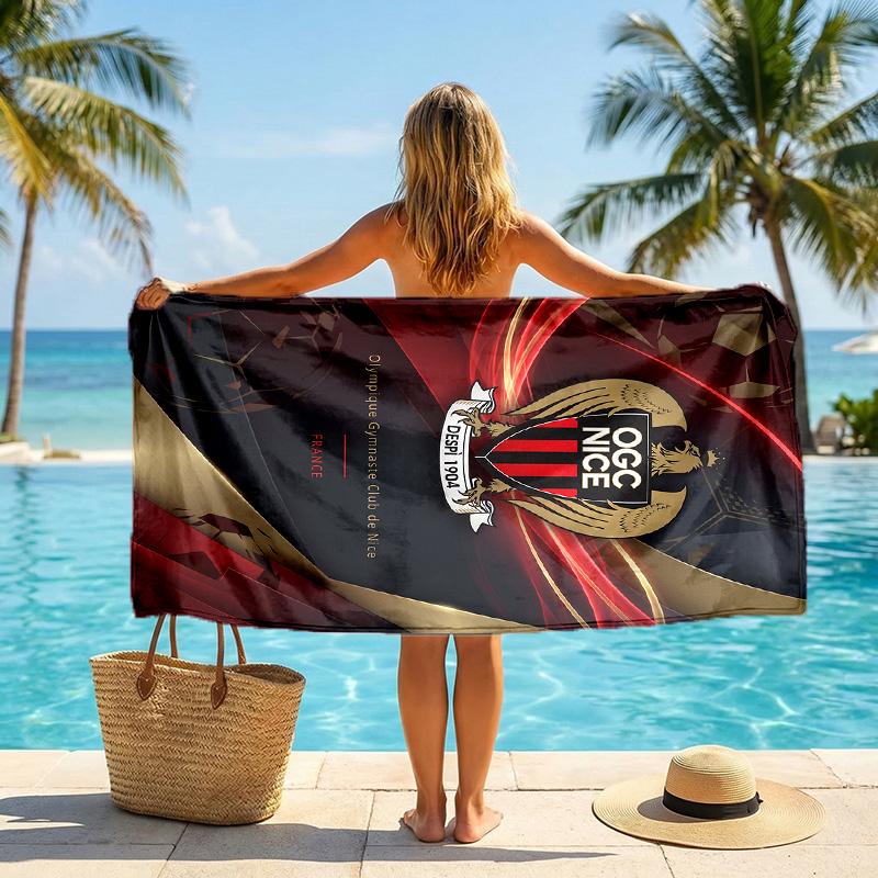 OGC Nice FC Druck Schnelltrocknendes Strandtuch Mikrofaser Saugfähig Tragbares Reise-Handtuch zum Schwimmen